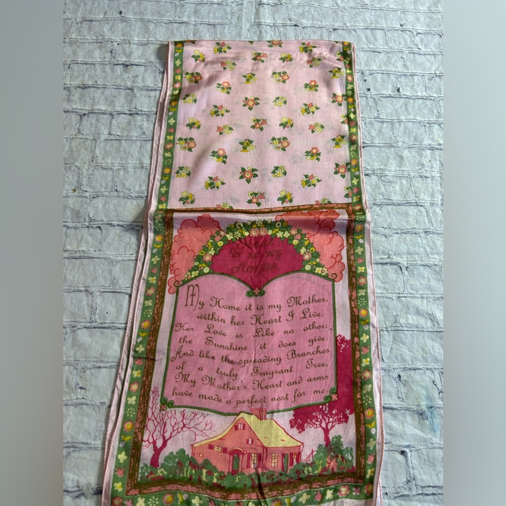 APRIL CORNELL FOR CORNELL TRADING 100% RAYON WITH HOUSE HOME MOTHER SCARF OBLONG - Picture 9 of 9